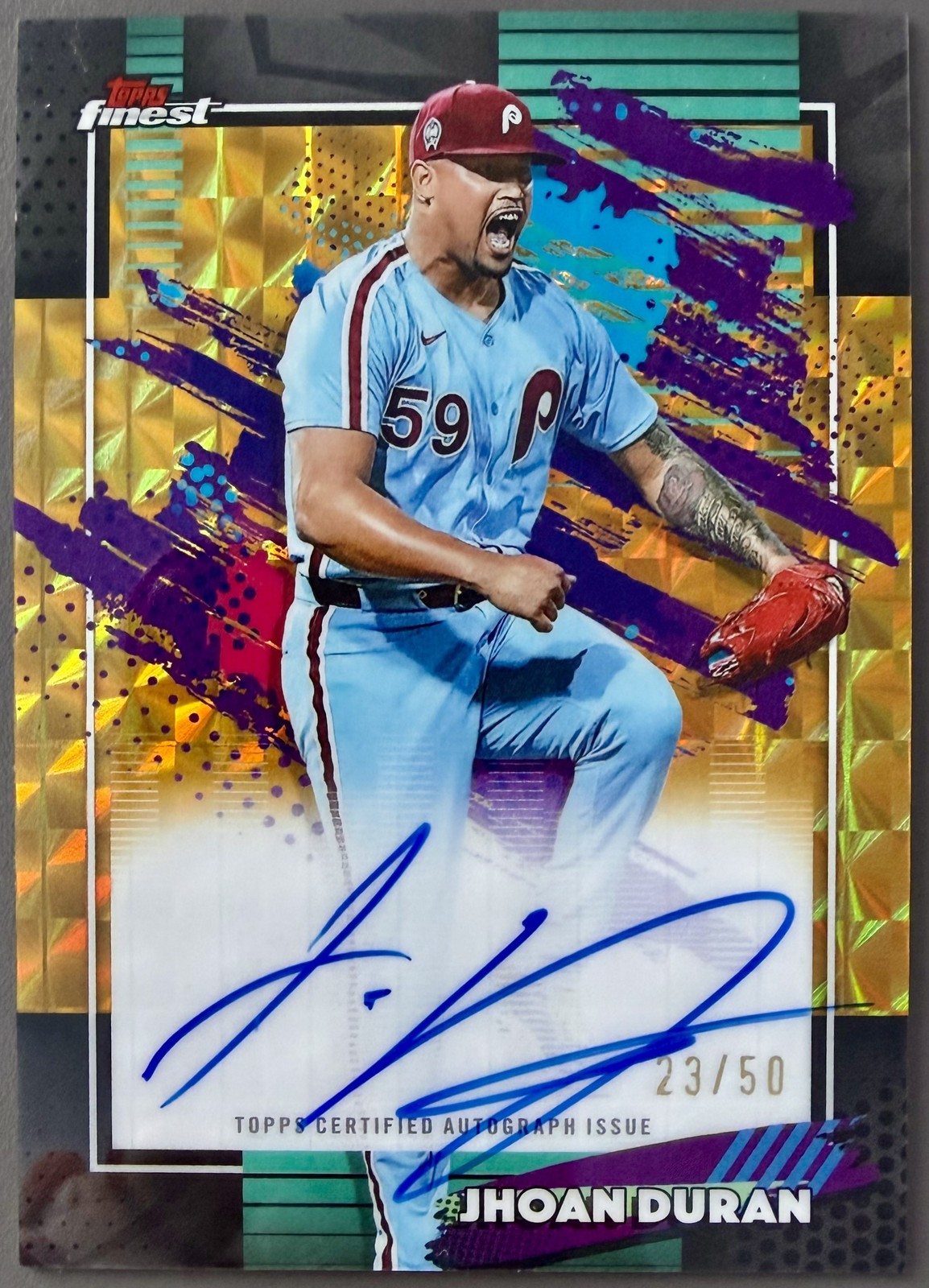 2026 Topps Finest Jhoan Duran AUTO Gold Geometric Refractor /50 #FA-JDU
