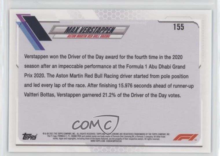 2021 Chrome Sapphire Formula 1 Grand Prix Driver of the Day Max Verstappen 0q60