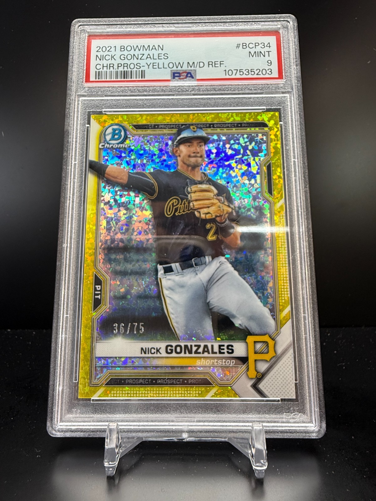 CZG53 – 2021 Bowman Chrome Nick Gonzales #BCP34 – PSA 9 Yellow MD Refractor /75