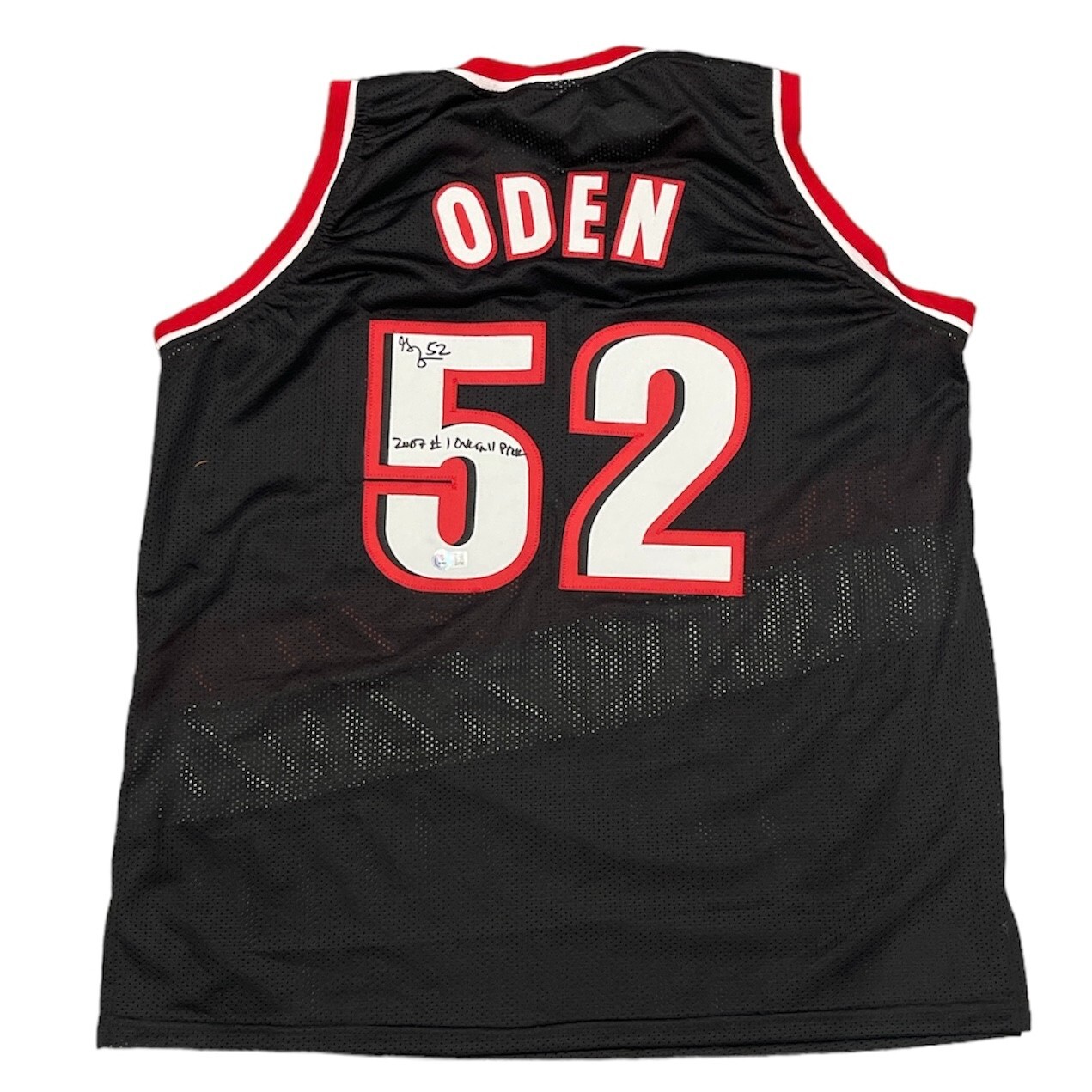 Greg Oden Signed Auto Portland Custom Jersey w/ #1 Pick Beckett Witness BAS COA