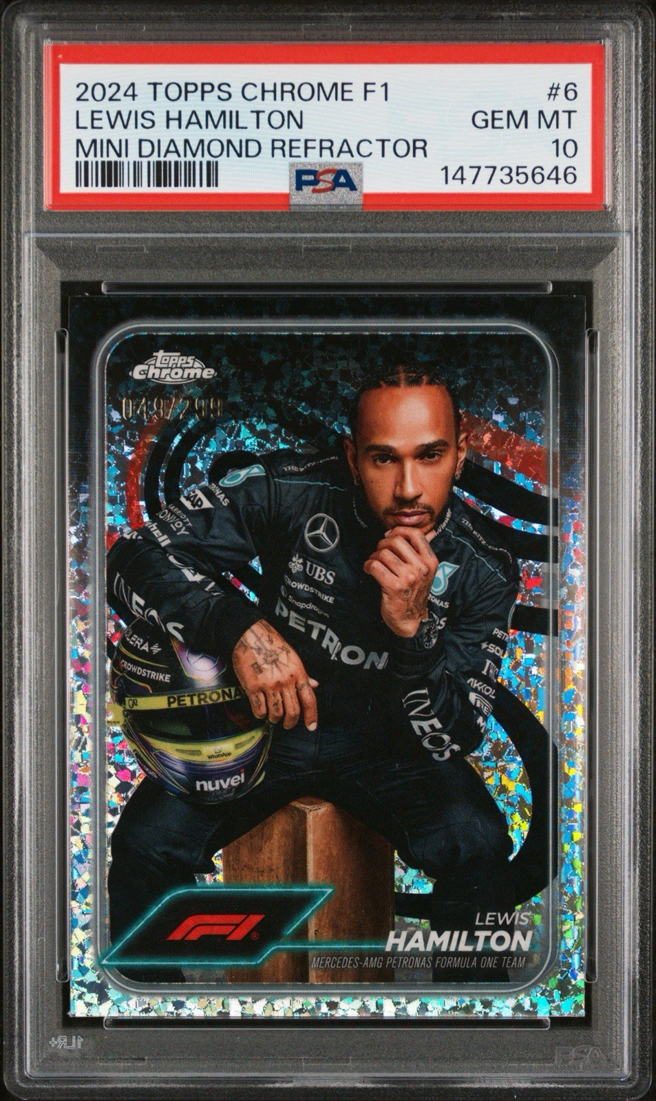 2024 Topps Chrome Formula 1 – F1 Drivers Lewis Hamilton #6 Mini-Diamond PSA 10