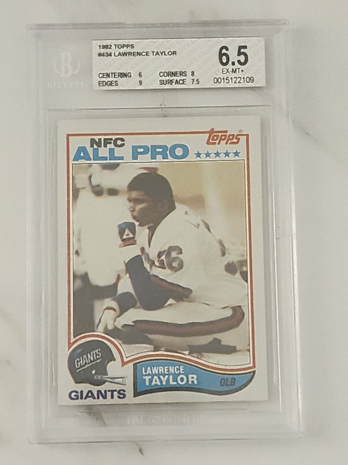1982 Topps Lawrence Taylor Rookie RC #434 BGS 6.5