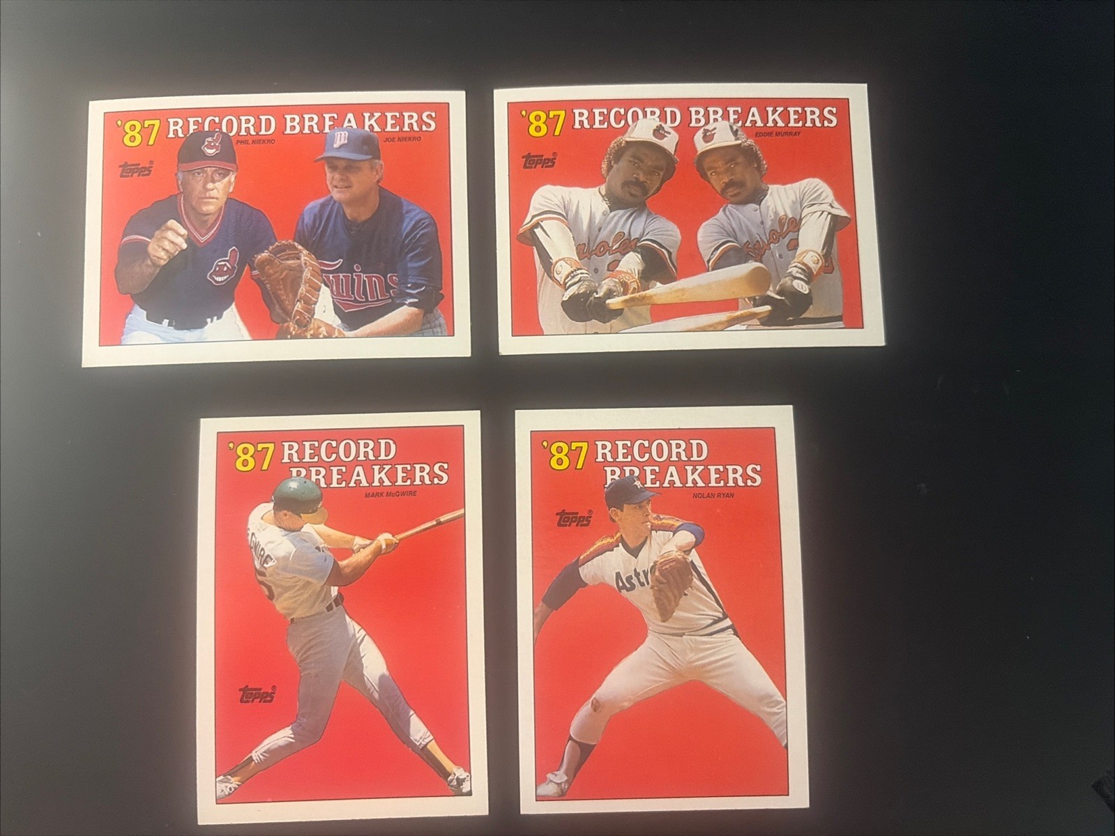 1988 Topps Record Breakers Baseball Card Lot McGwire Ryan Ripken Murray 4 Cards
