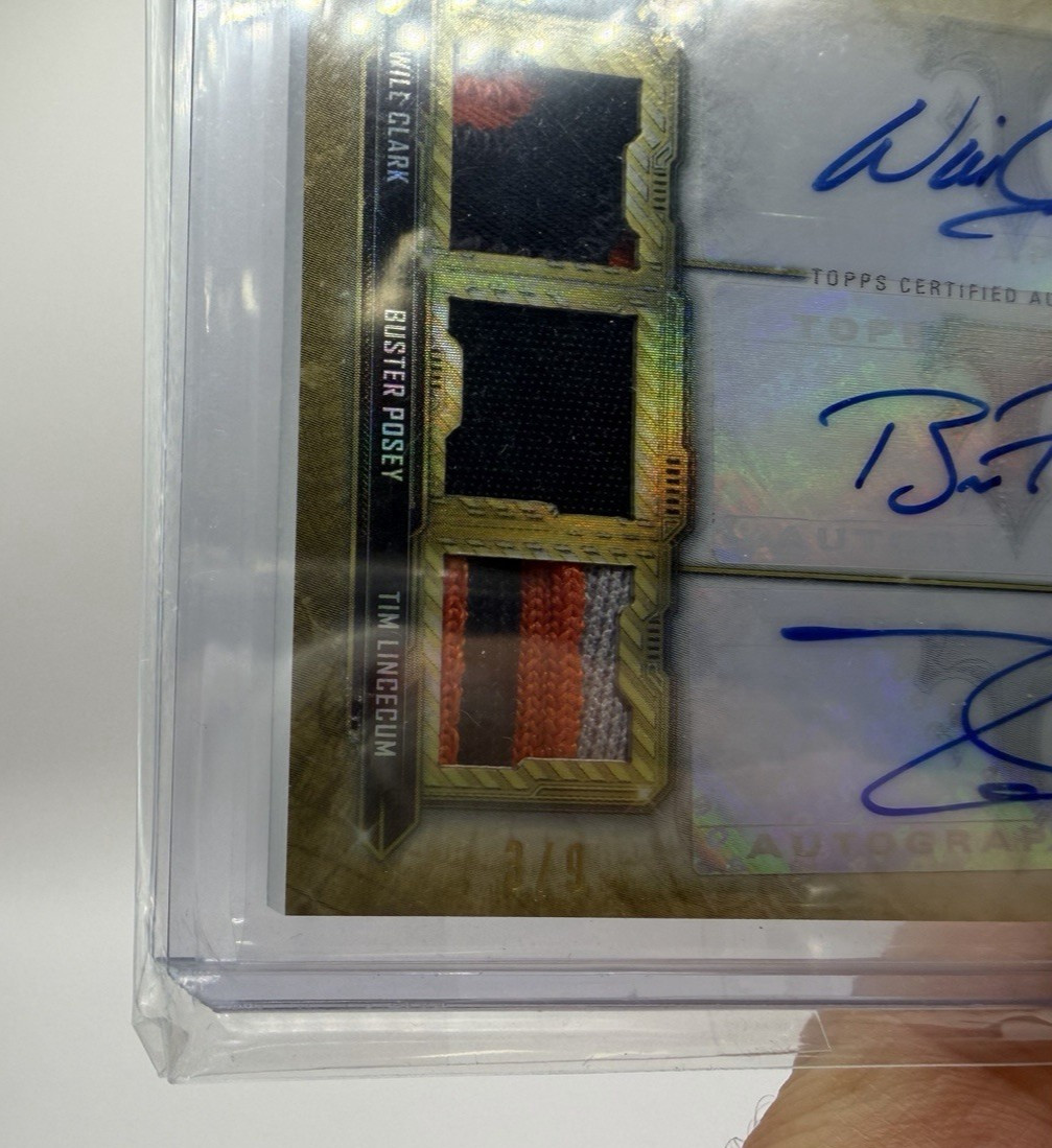 2020 Topps Triple Threads Will Clark Buster Posey Tim Lincecum Auto Relic /9