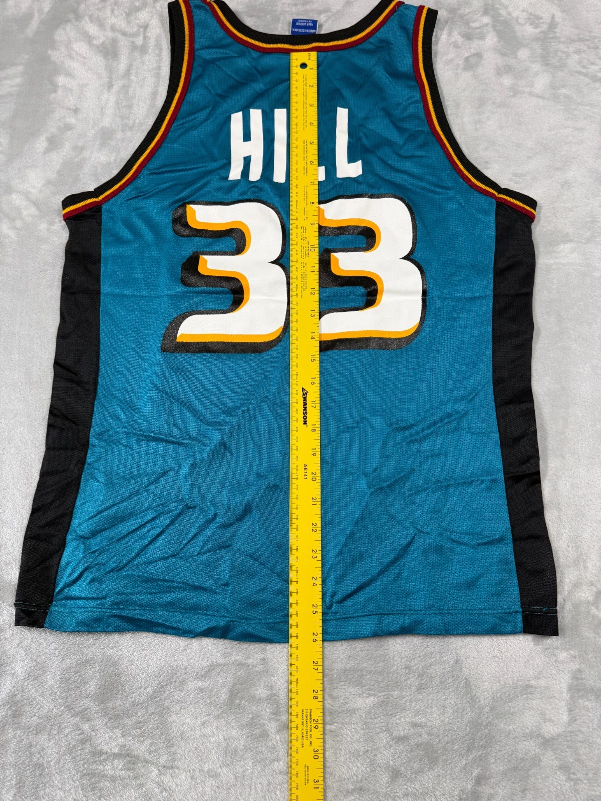 Champion Grant Hill #33 Detroit Pistons Teal NBA Jersey Mens Sz 44 Vintage USA