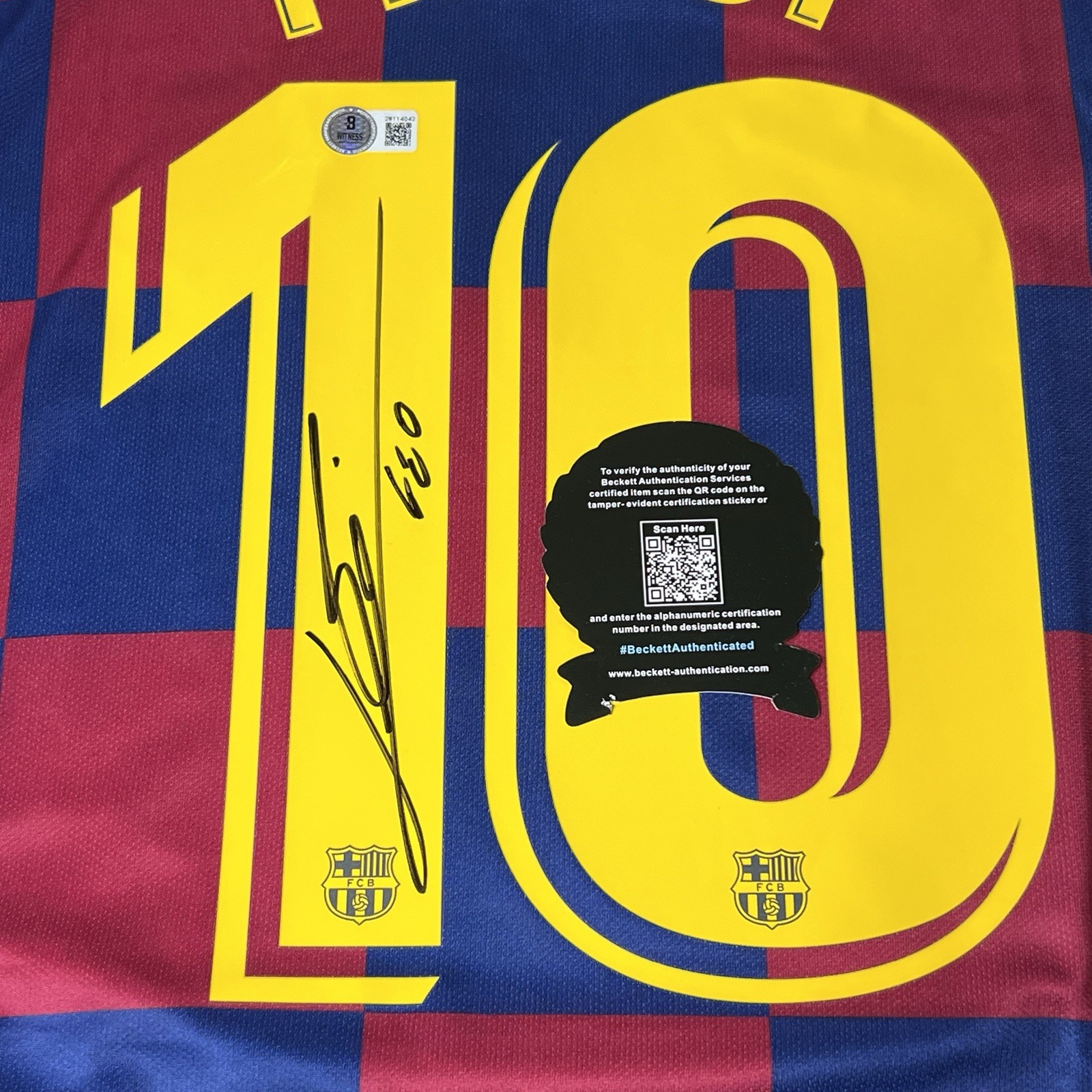 Lionel Messi Signed Barcelona Jersey BACKETT BAS Autographed W/COA