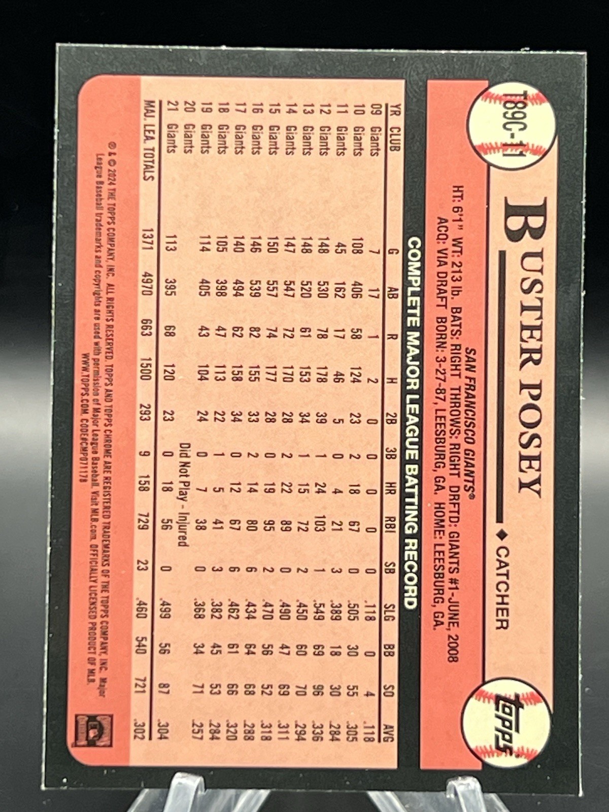 2024 Topps Series 1 SILVER PACK MOJO CHROME T89C-11 BUSTER POSEY GIANTS