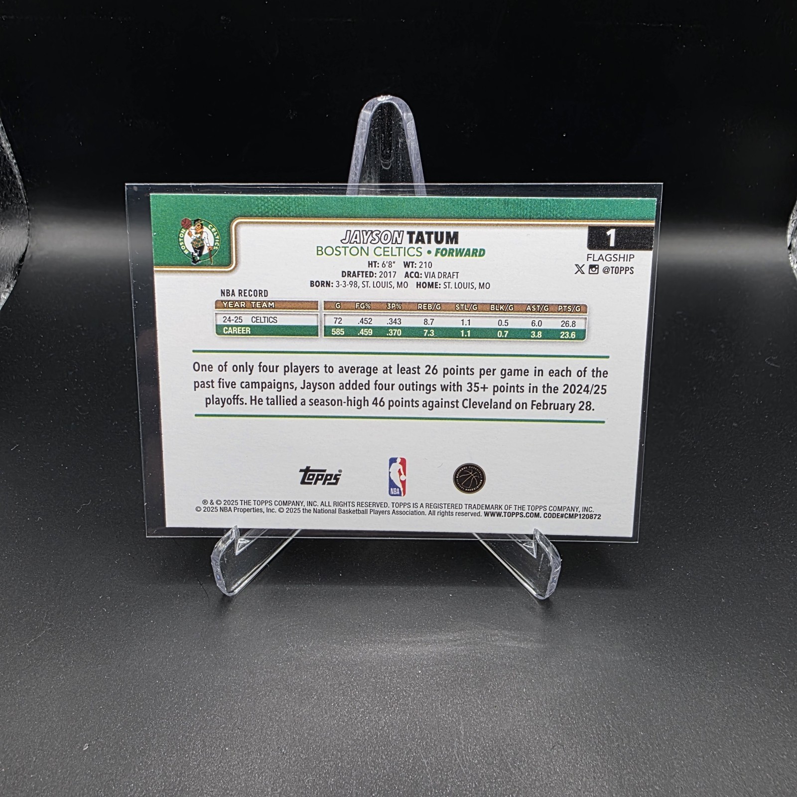 2025 Topps #1 – Jayson Tatum – Boston Celtics