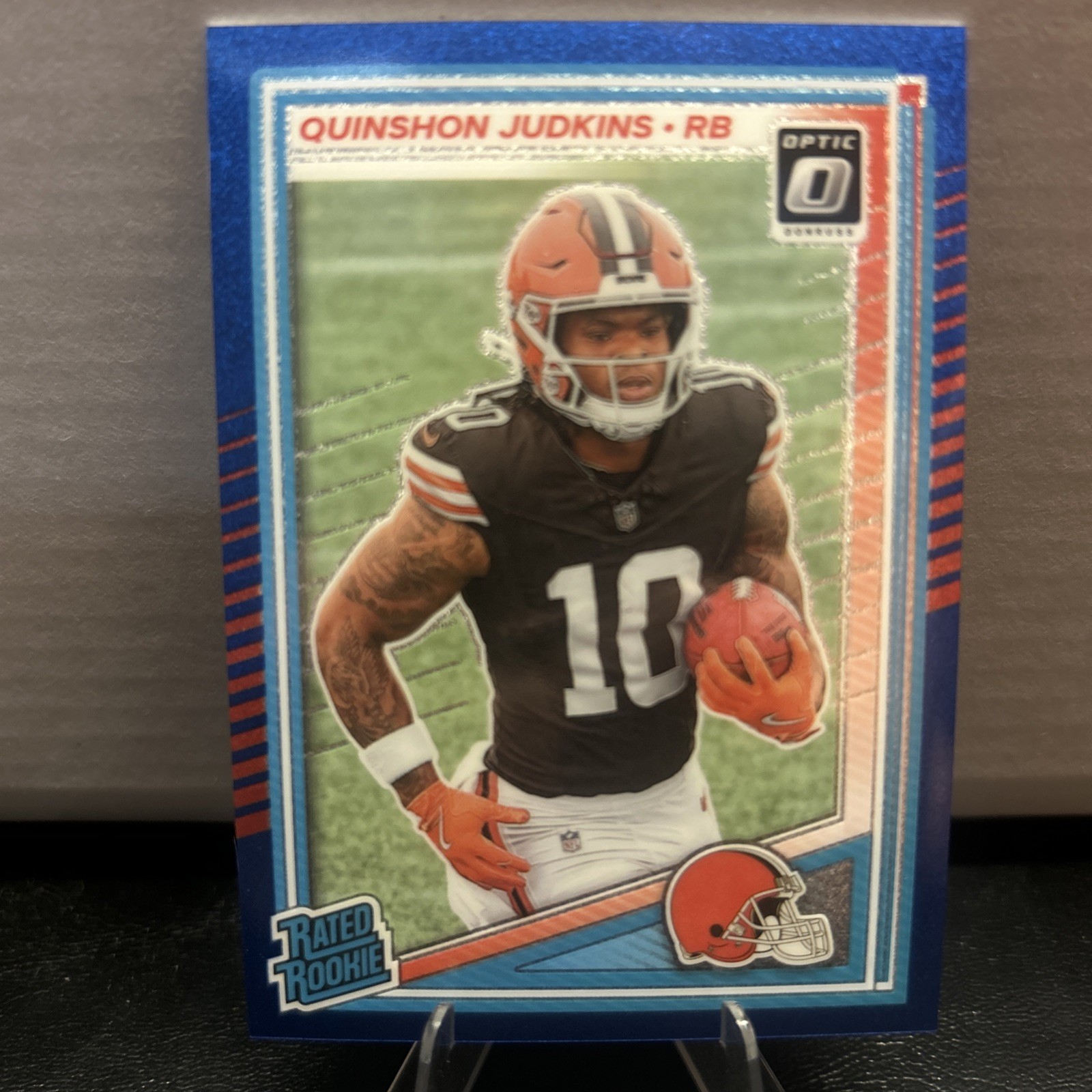 2025 Panini Optic Quinshon Judkins Rated Rookie Blue Glitter SSP # 252 Browns
