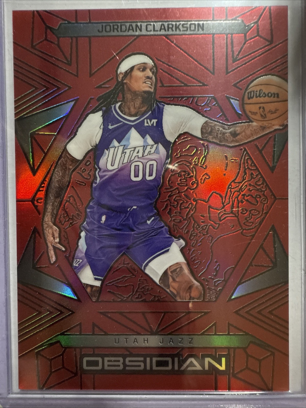 Jordan Clarkson 2024-25 Panini Obsidian Electric Etch Red Flood #109
