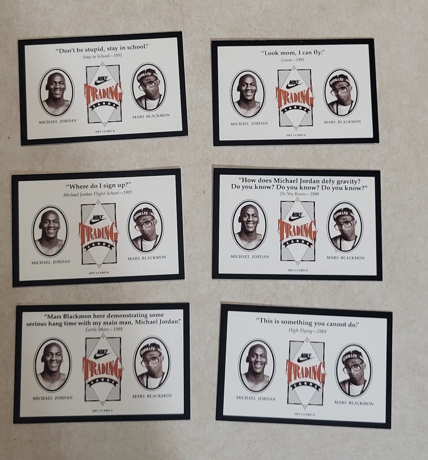 1991 Nike Michael Jordan Spike Lee Basketball Set 6 Card Set