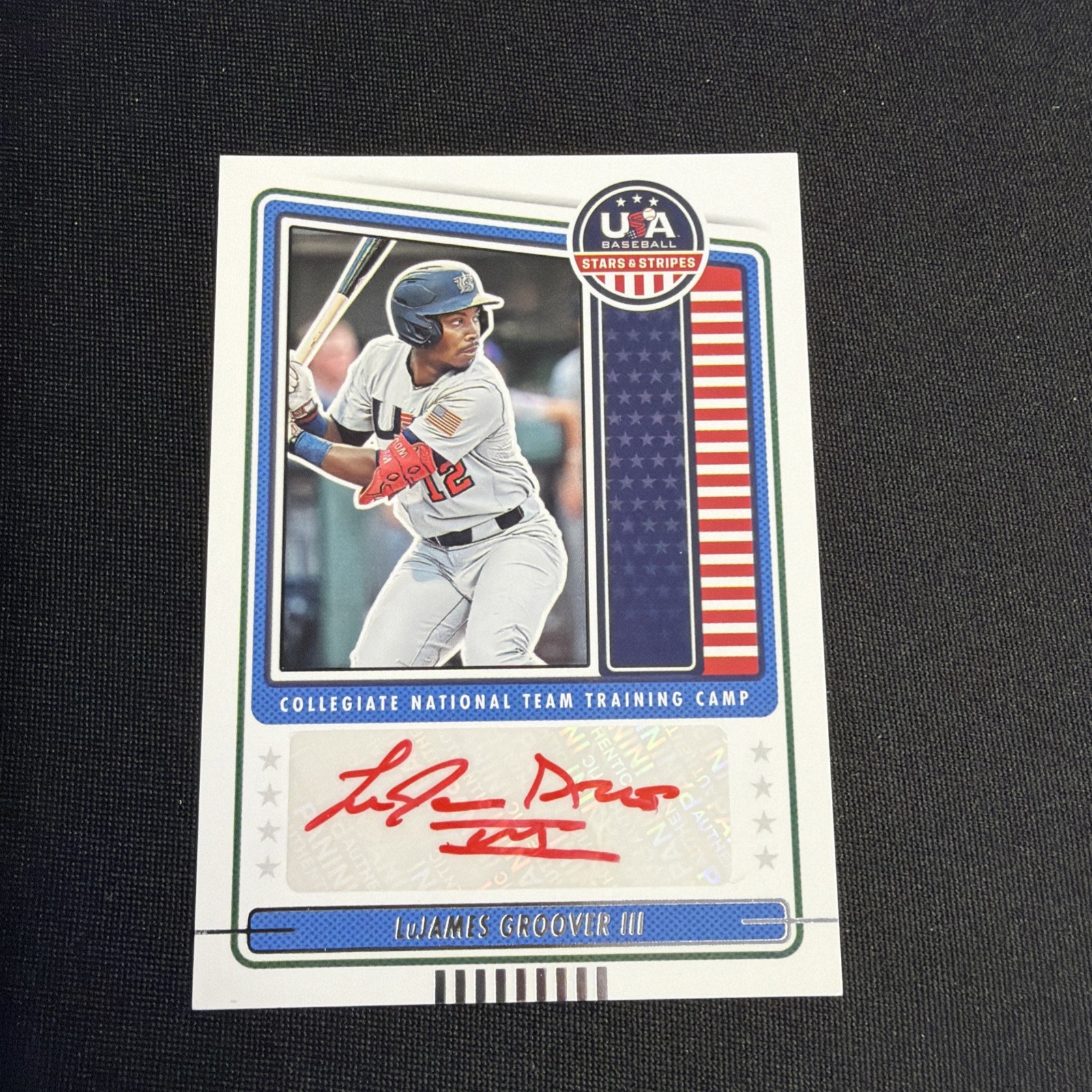 2023 USA Stars & Stripes LUJAMES GROOVER III RC AUTO RED INK AUTOGRAPH