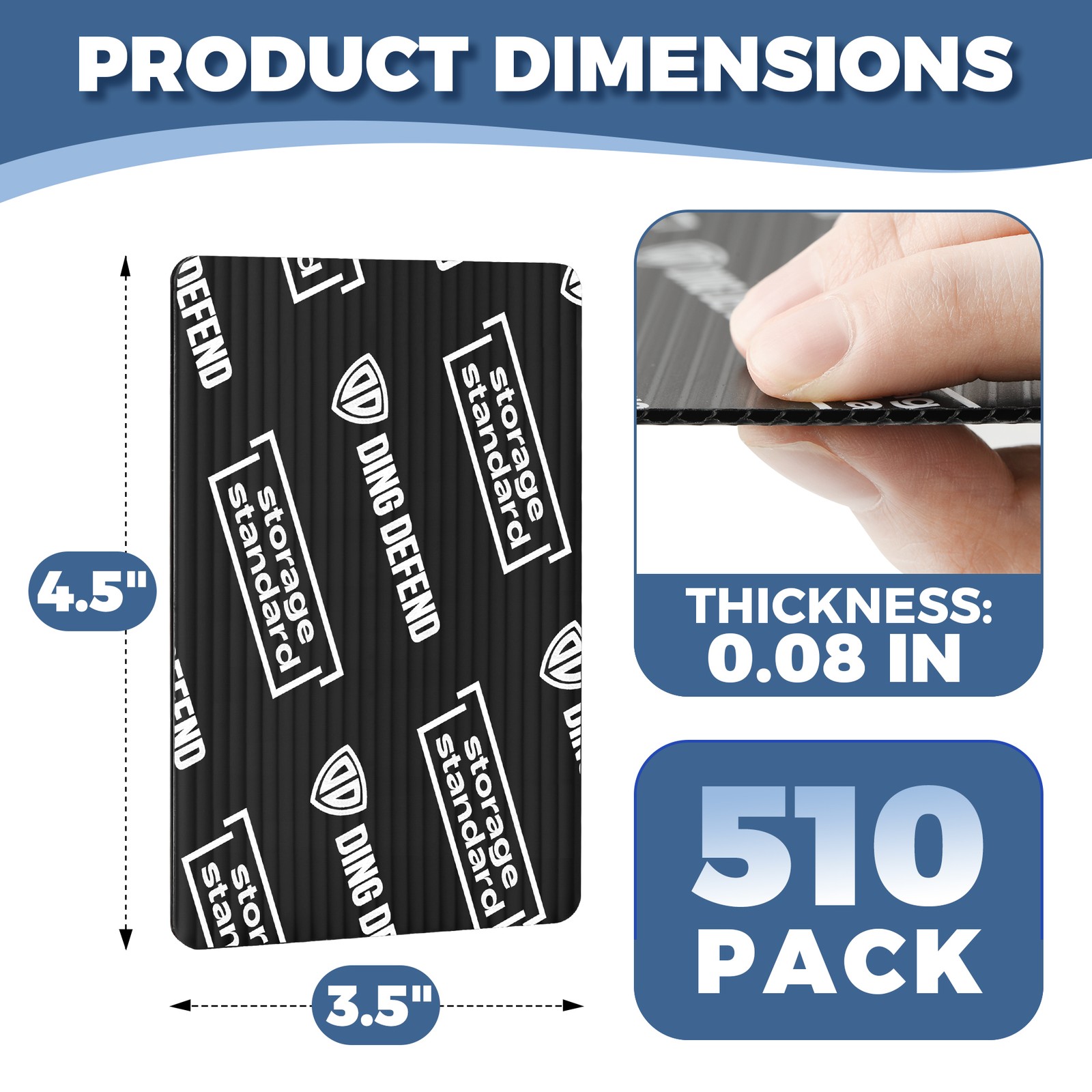 Ding Defend 510-Pack Trading Card Protector Shipping 3.5×4.5 Black Card Shipping