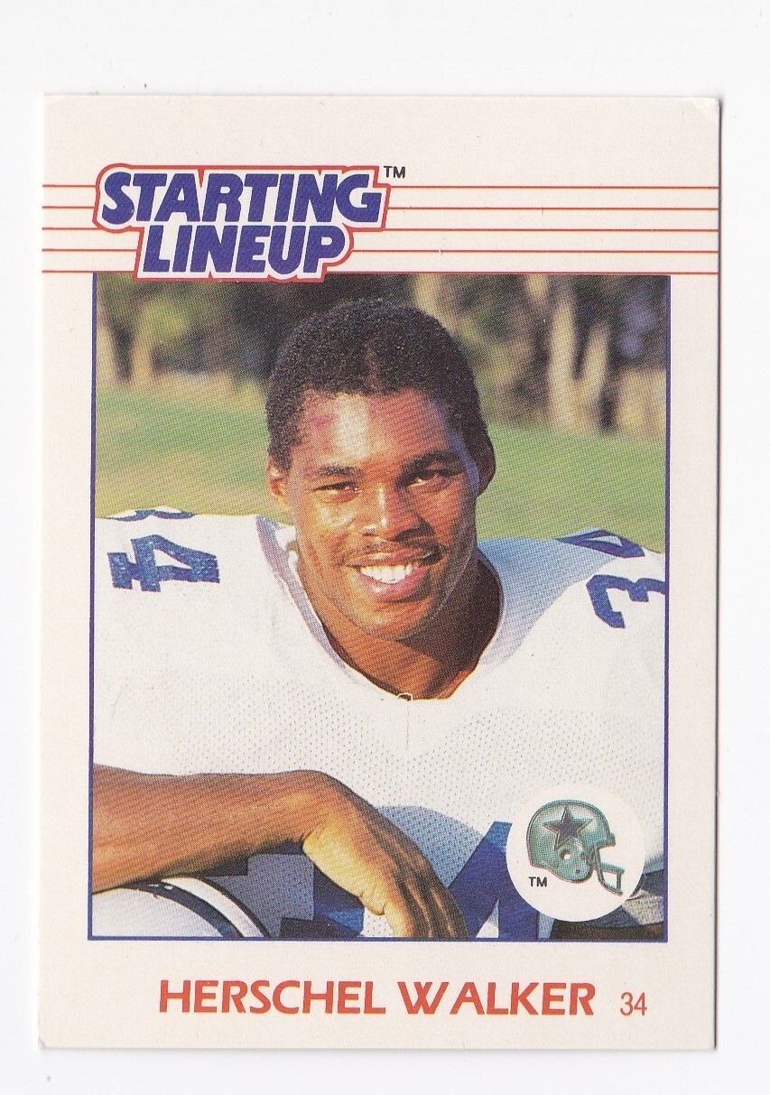 1988 Kenner Starting Lineup Football Card Herschel Walker Vikings Card Only