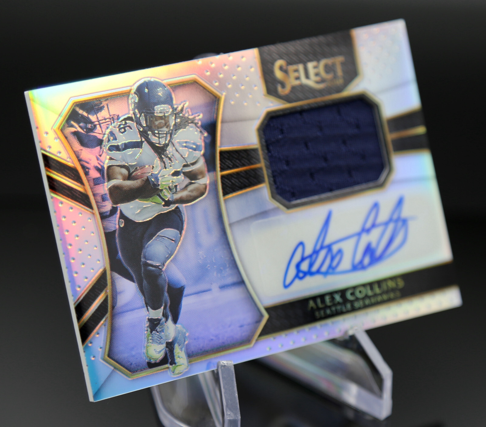 2016 Panini Select ALEX COLLINS #RM-AC Rookie Materials Prizm Patch Auto /99 🏈