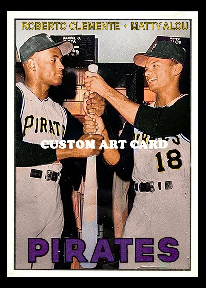 Roberto Clemente Matty Alou Custom Made Baseball Art Card Pirates