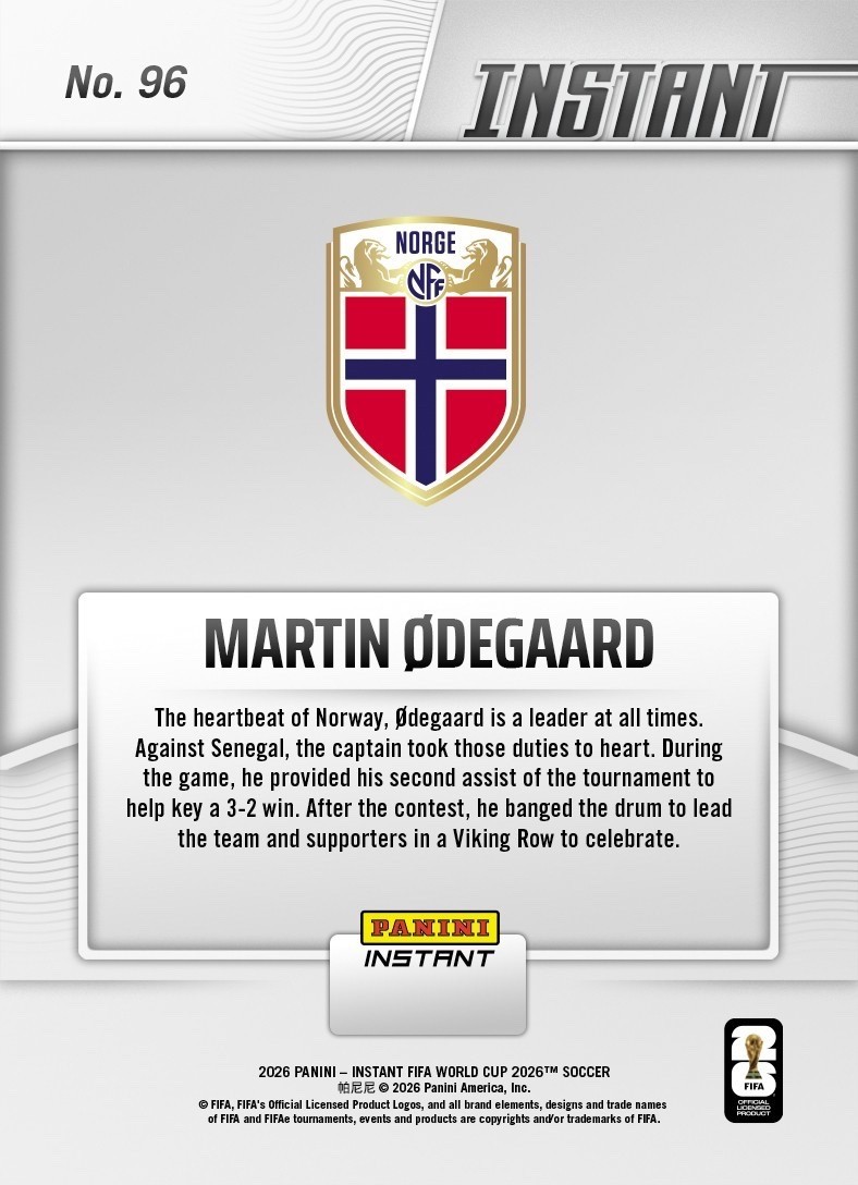 Martin Odegaard 2026 Panini Instant FIFA World Cup #96 Norway – Presale
