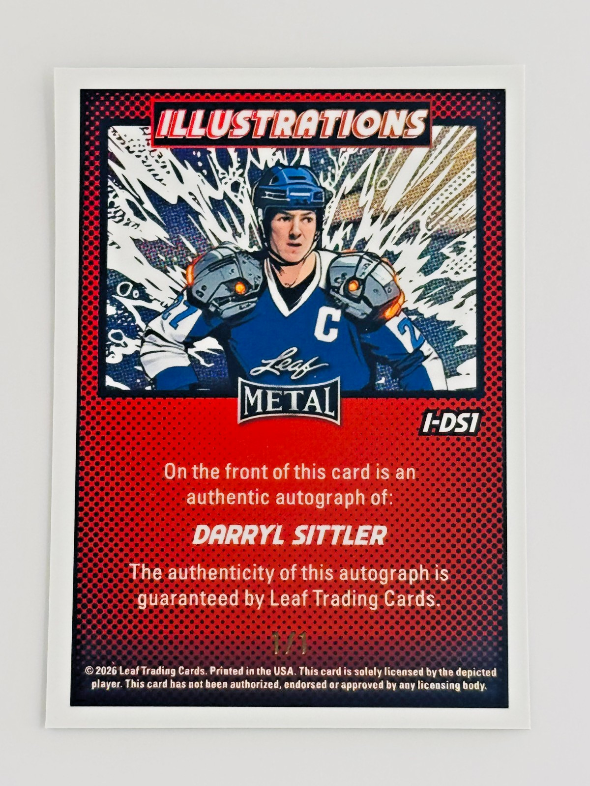 2026 Leaf Metal Darryl Sittler Illustrations Auto 1/1 Maple Leafs One-of-One HOF