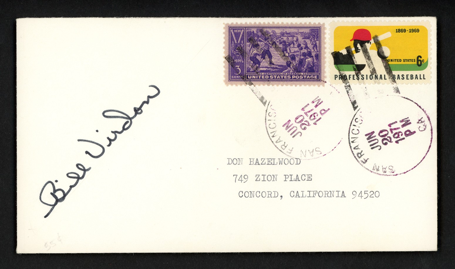 Bill Virdon Signed 3.5×6.5 Postal Cover Pittsburgh Pirates