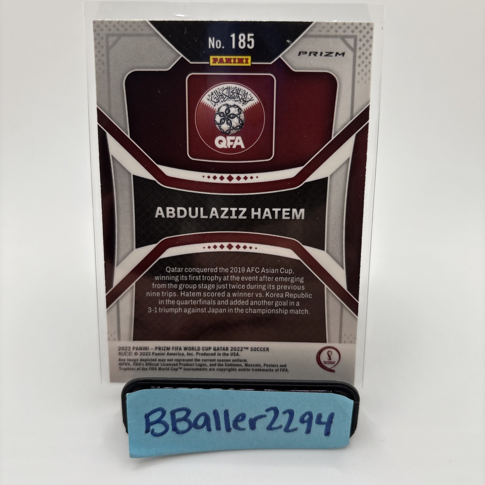 Abdulaziz Hatem RC 2022 Prizm World Cup WHITE SPARKLE SSP ROOKIE QATAR