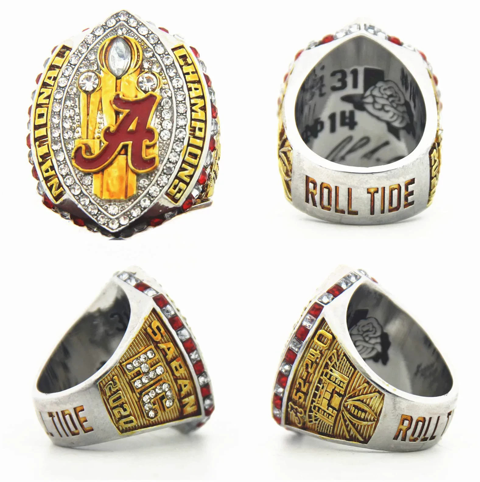 2020 Alabama Crimson Tide NCAA Football National Championship Ring Size 9-11-13
