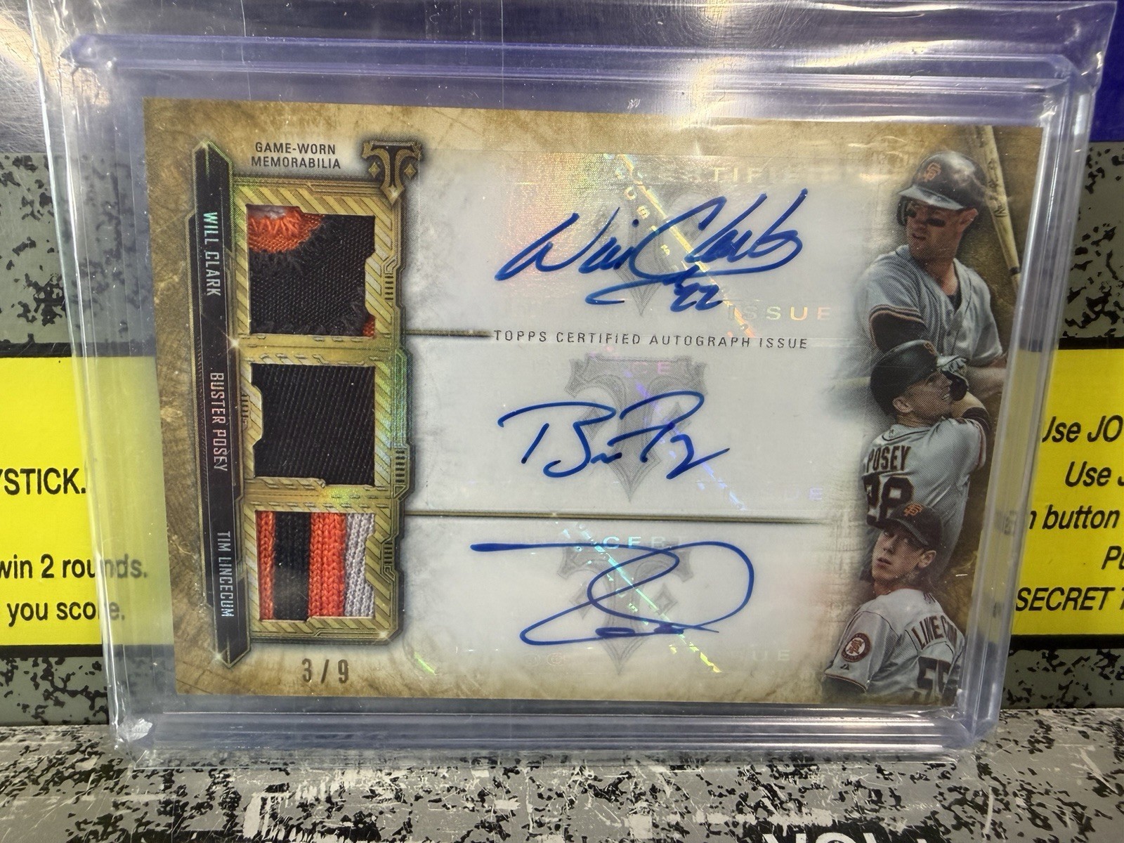 2020 Topps Triple Threads Will Clark Buster Posey Tim Lincecum Auto Relic /9