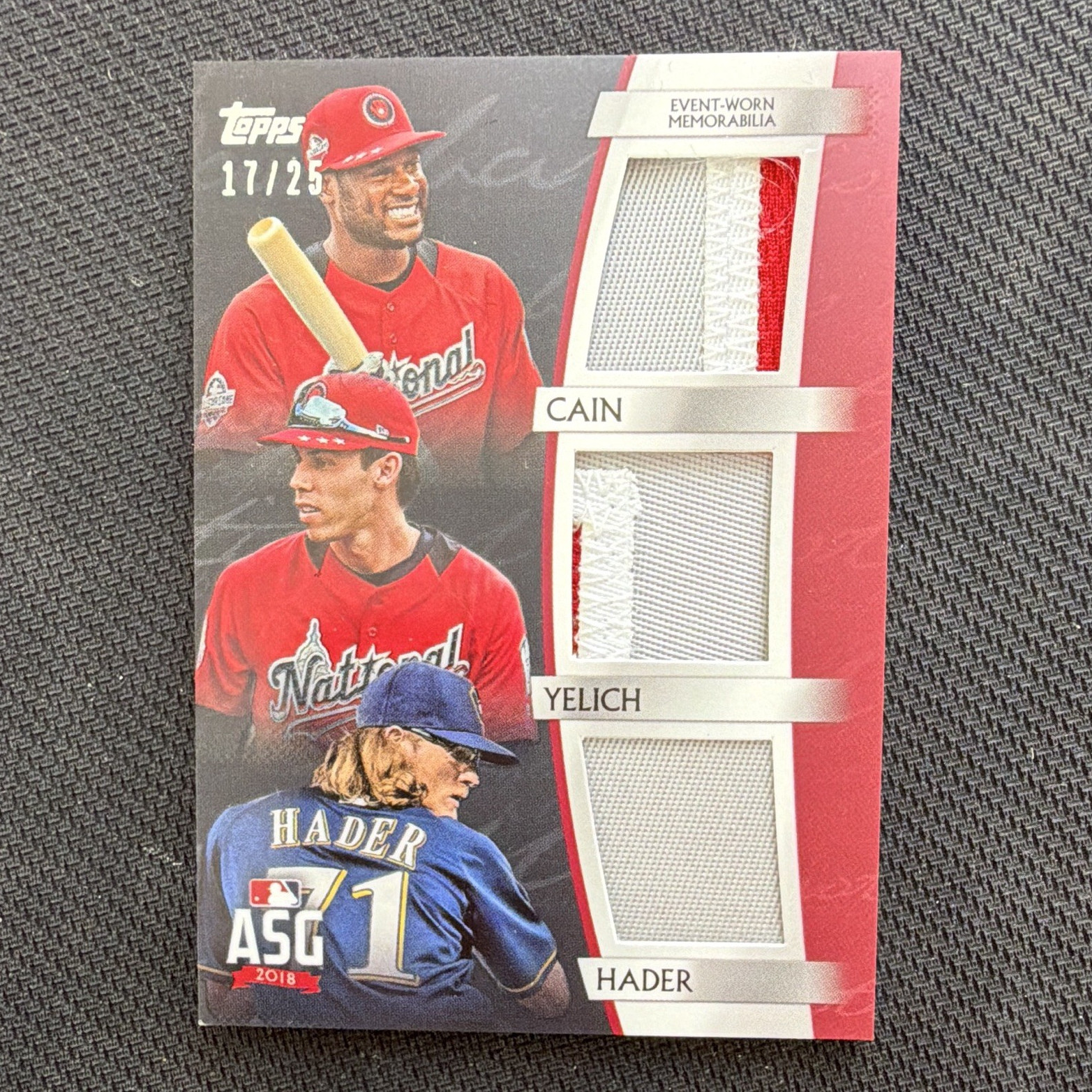 Topps 2018 MLB All-Star Game Event-Worn Memorabilia Cain Yelich Hader #17/25