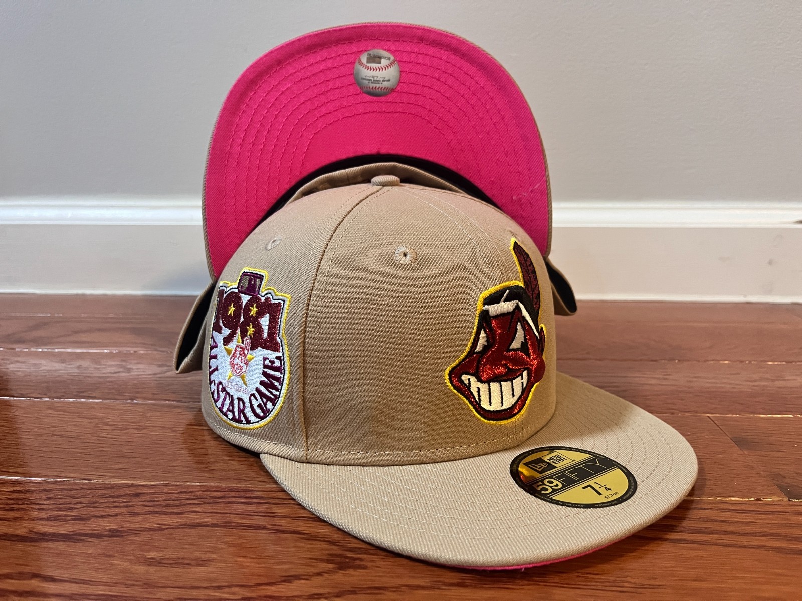 Cleveland Indians Chief Wahoo 1981 All Star Game New Ear 59Fitfy Fitted – Beige