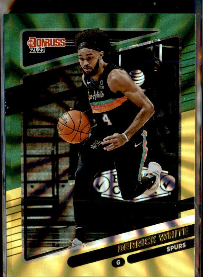2021-22 Donruss #22 Derrick White Holo Green and Yellow Laser