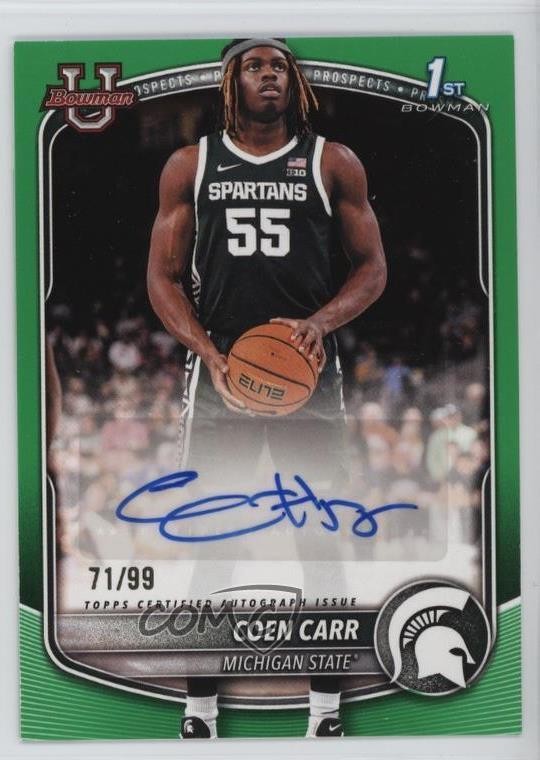 2025-26 Bowman Paper Prospect Green 71/99 Coen Carr #PA-CC Auto 0wl1