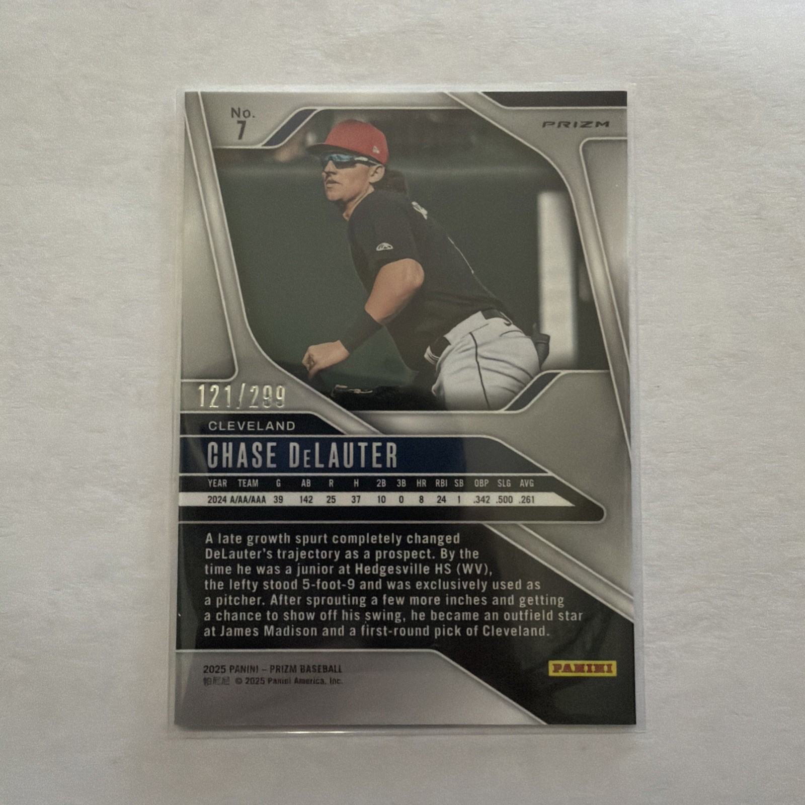 2025 Panini Prizm – Chase Delauter, Chase Delauter #7 Red Prizm /299 (RC)