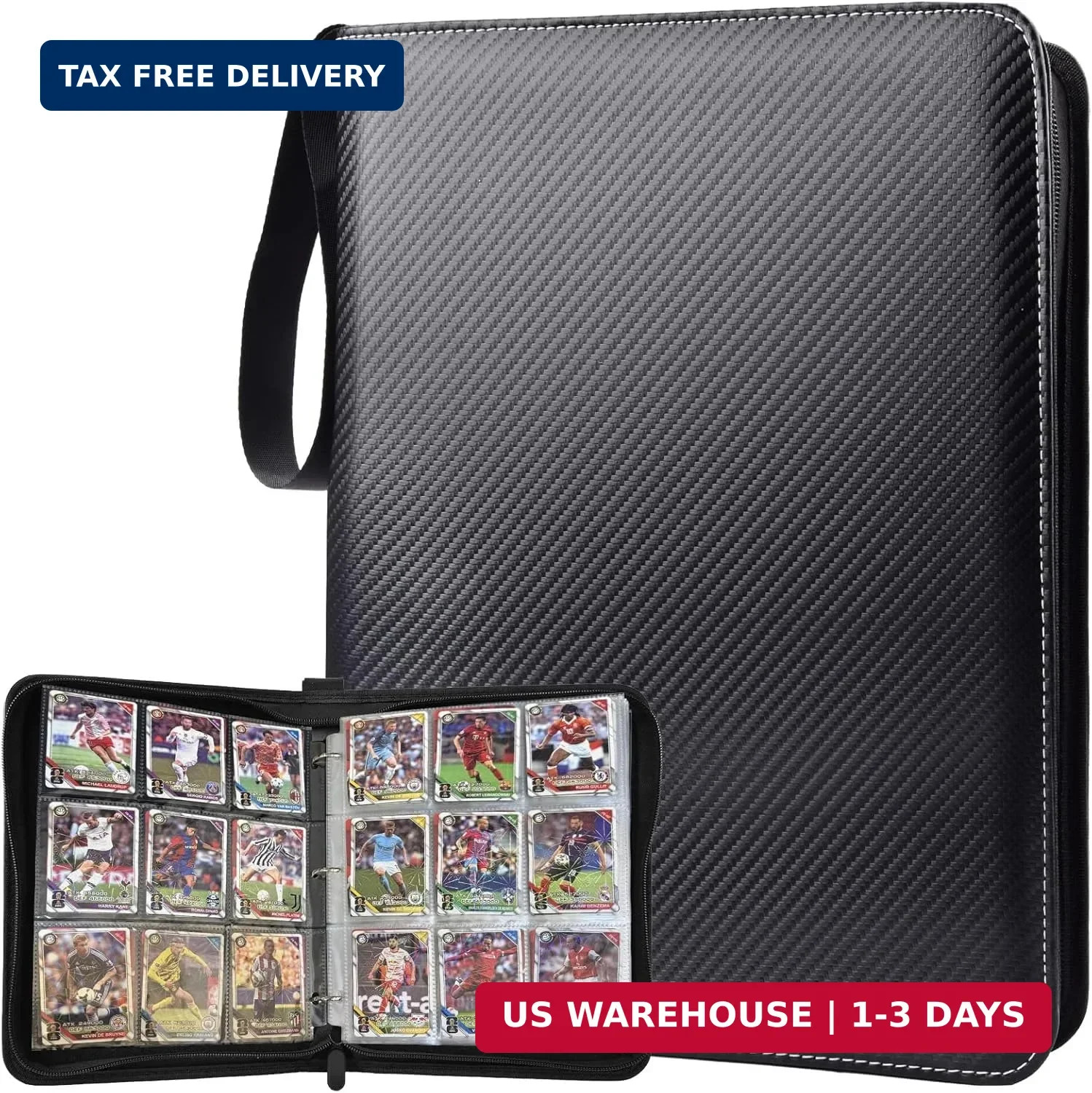Portable 9-Pocket Trading Card Binder, Holds 1080 Cards with 60 Removable Double