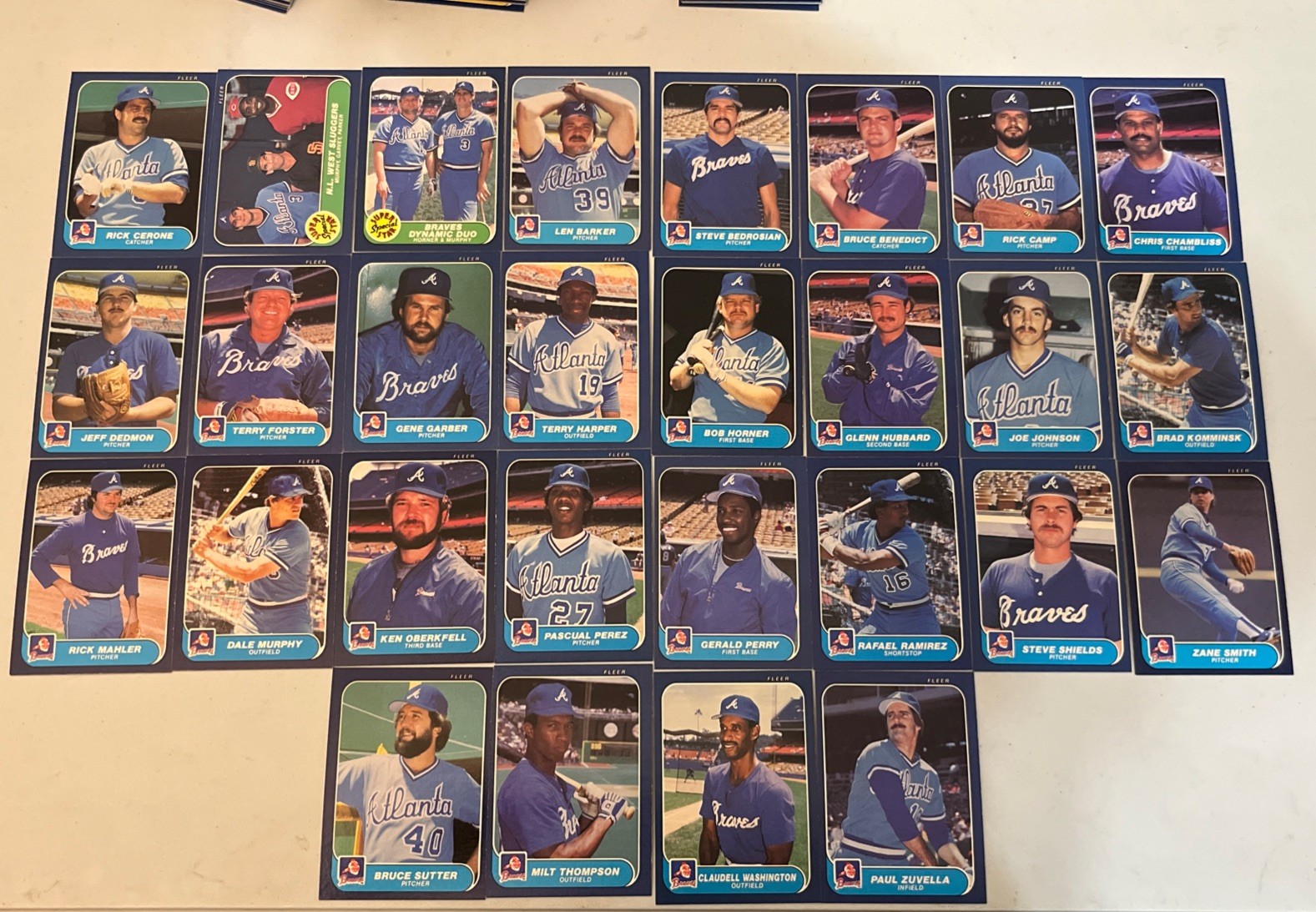 1986 Fleer Baseball Atlanta Braves Team Set Dale Murphy Bob Horner
