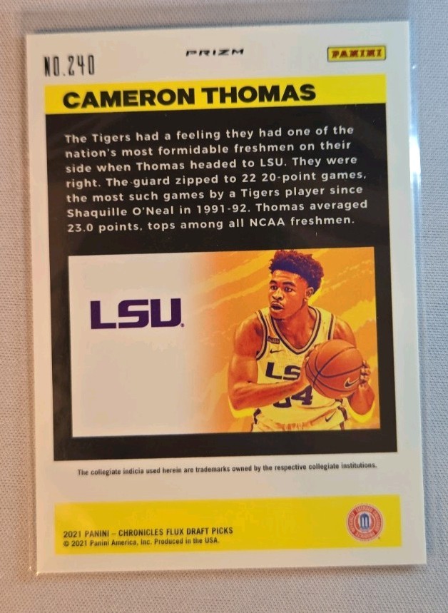 2021-22 Panini Chronicles Draft Picks – Flux Cameron Thomas #240 Pulsar (RC)
