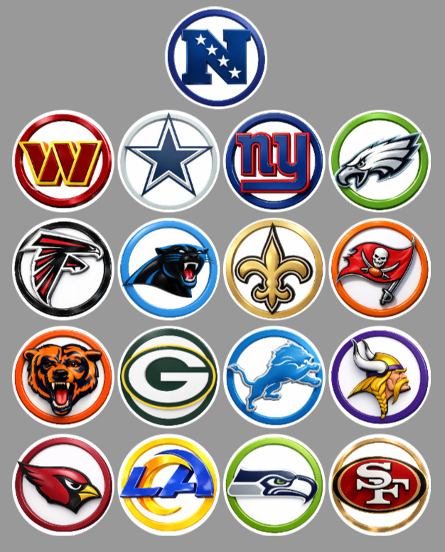 Handcrafted Football Team Magnets 1″ FULL SET/ALL 32 TEAMS. For Fan Standings