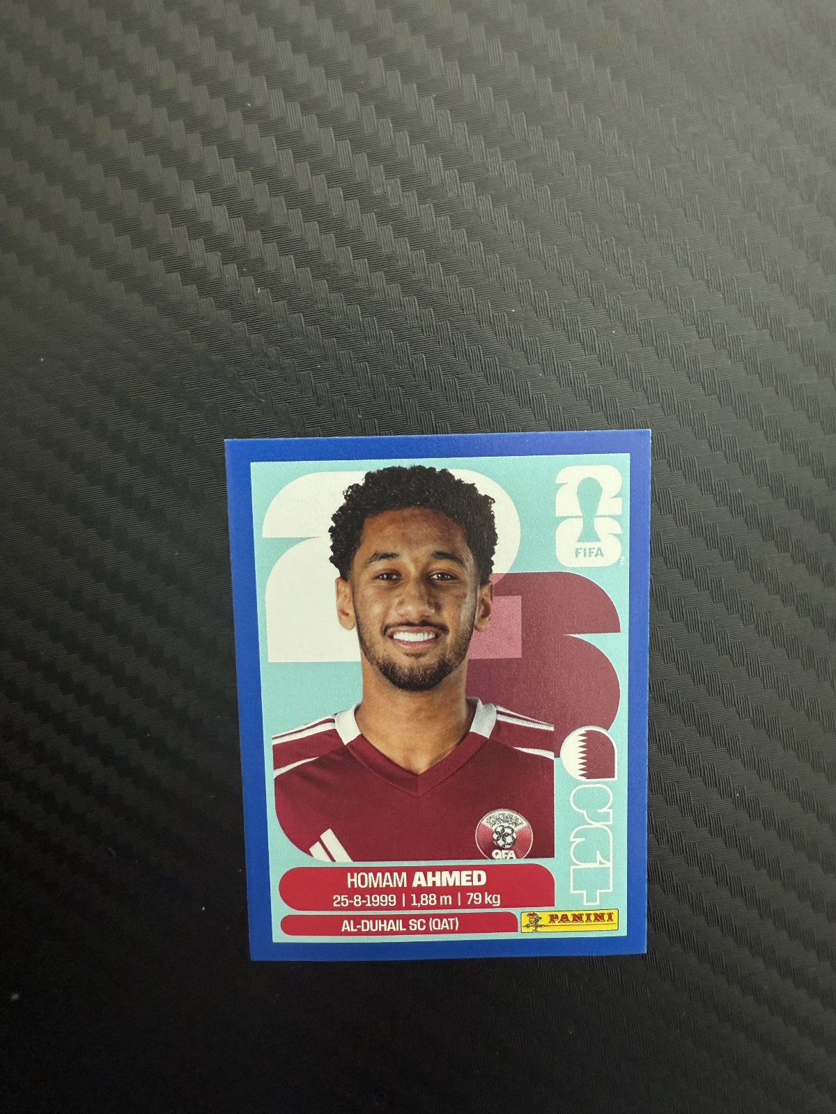 2026 World cup panini Homam Ahmed #QAT5 sticker blue parallel