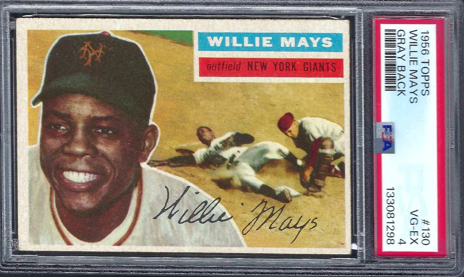 1956 Topps Baseball , Willie Mays, Card # 130, Graded PSA 4.