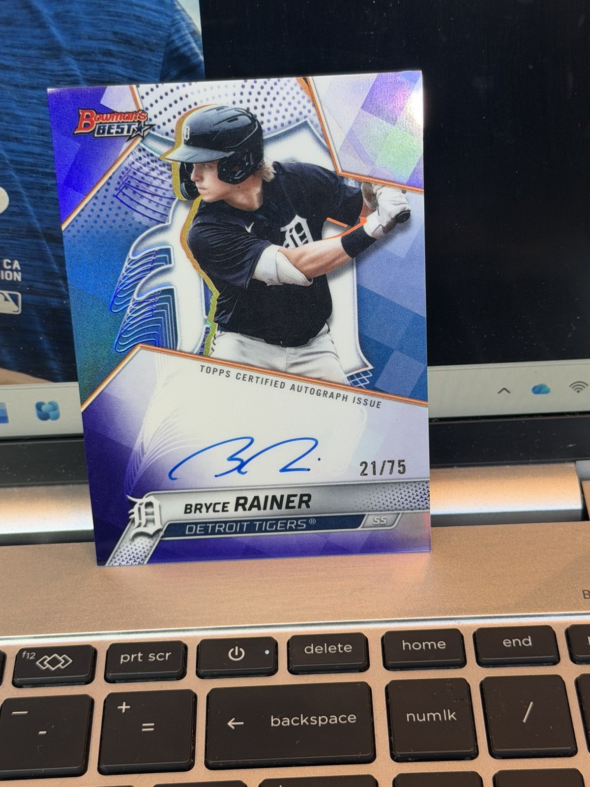 2025 Bowman’s Best – 2025 Autographs Bryce Rainer Purple Refractor /75 (AU, RC)