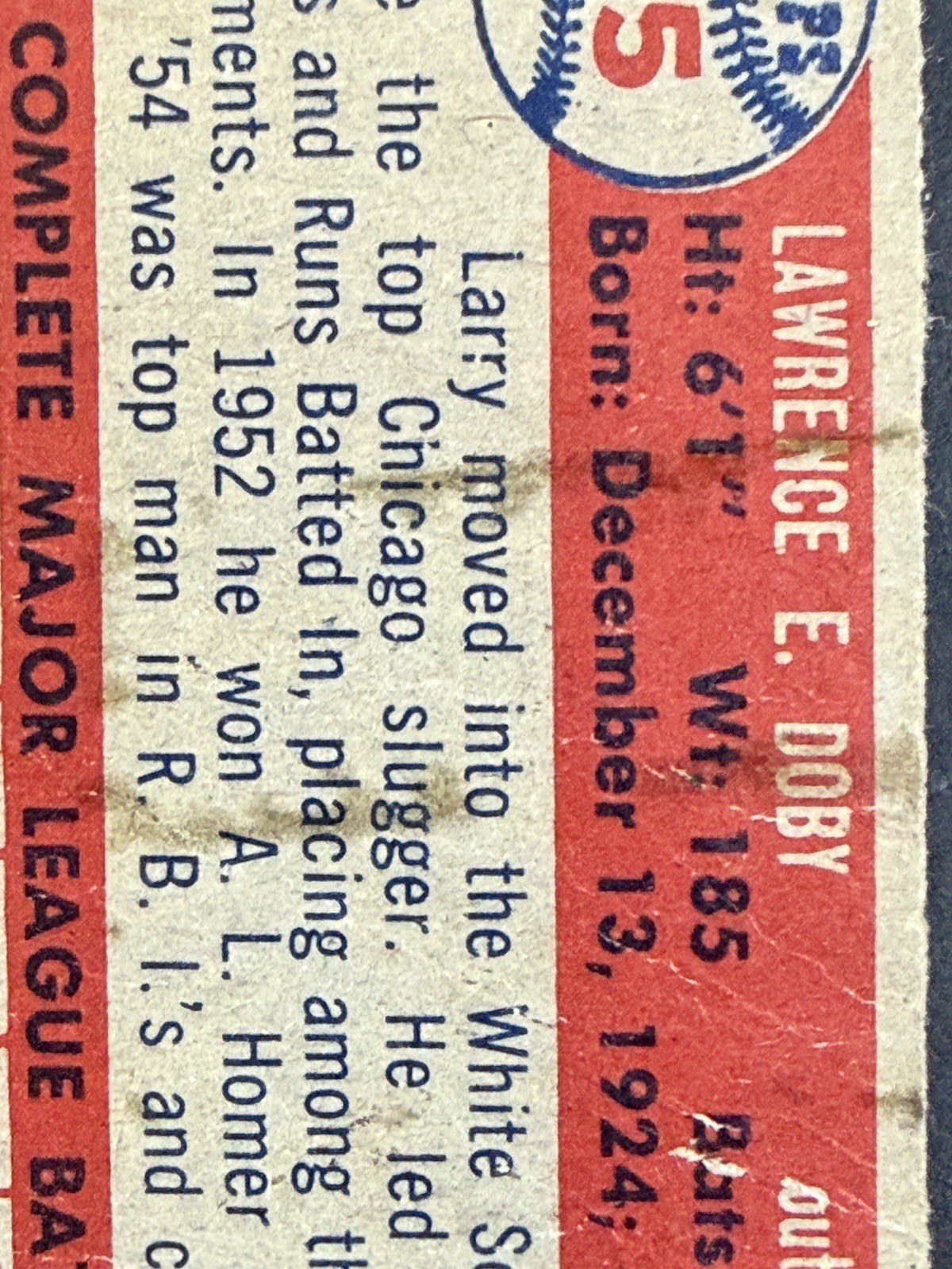 1957 Topps Baseball Larry Doby #85 VG – Ex Centered Wax On Back HOF White Sox