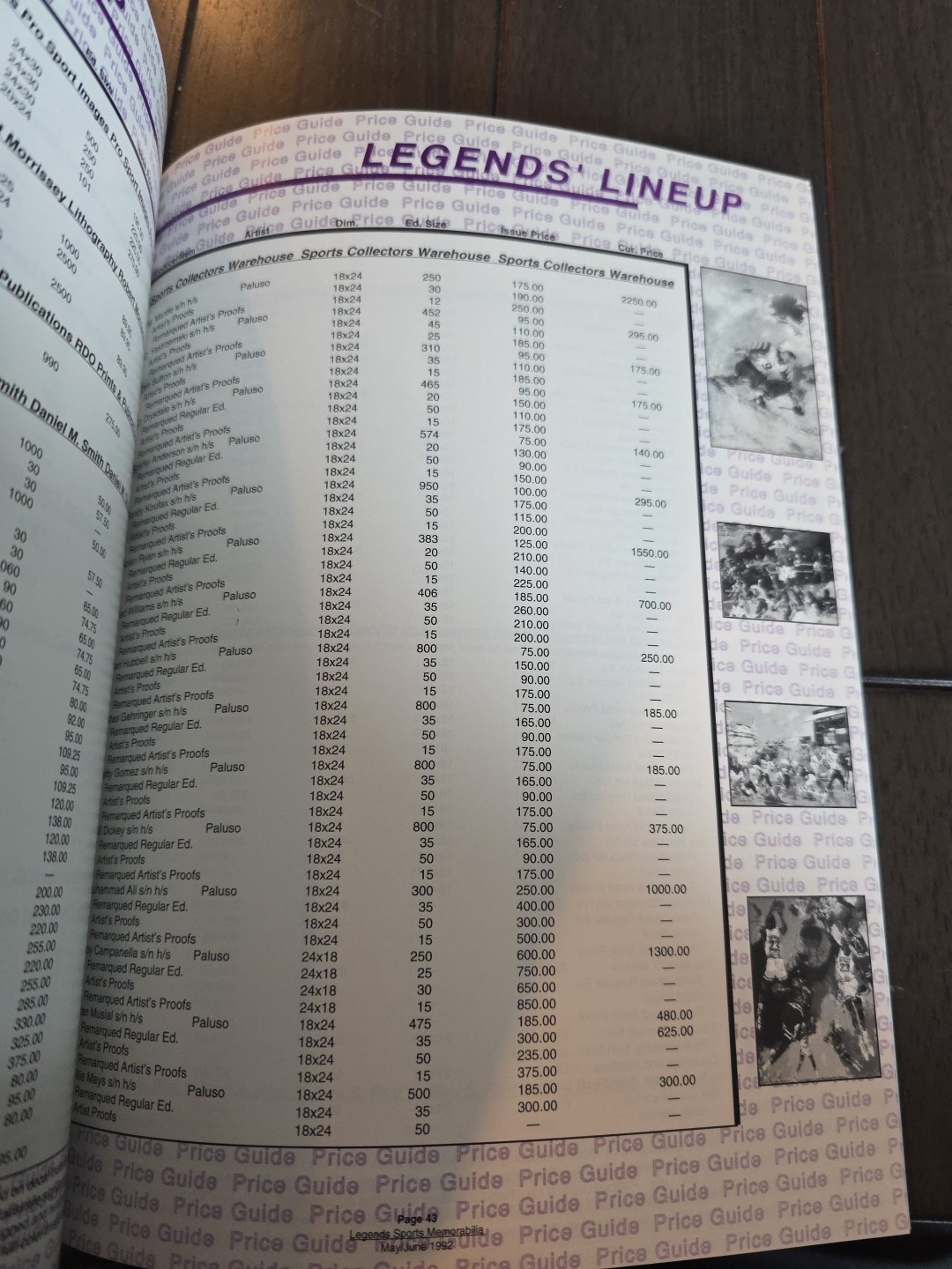 Legends Sports Memorabilia Price Guide May/June 1992 Vol. 5, No. 3