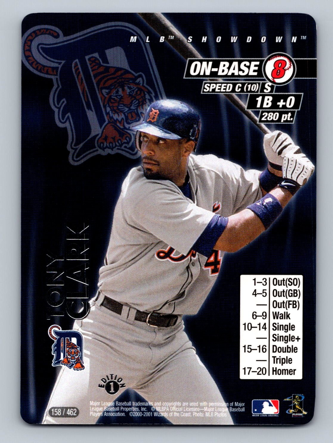 2001 MLB Showdown 1st Edition Tony Clark #158