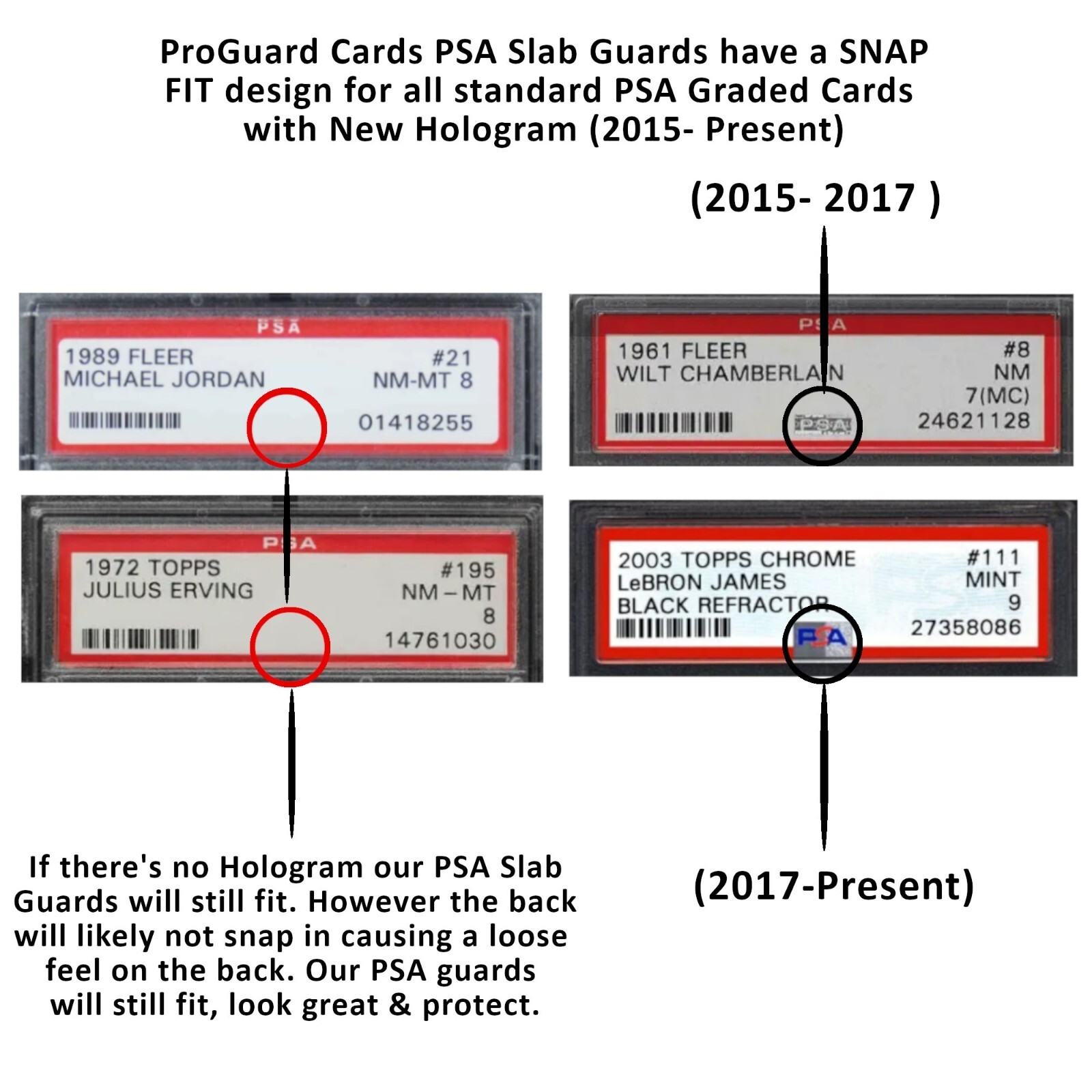 1-100 Pack PSA Slab Guards for Standard Graded PSA Slabs Multicolor Options PSA