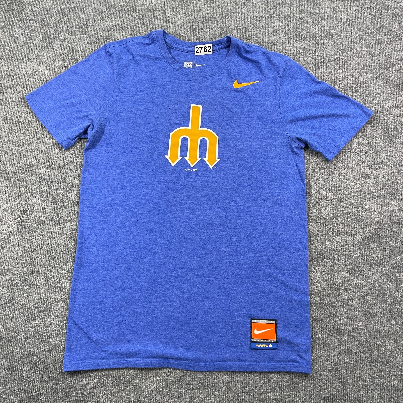 NIKE MLB Seattle Mariners Cooperstown Trident Shirt Small 18×26 Blue