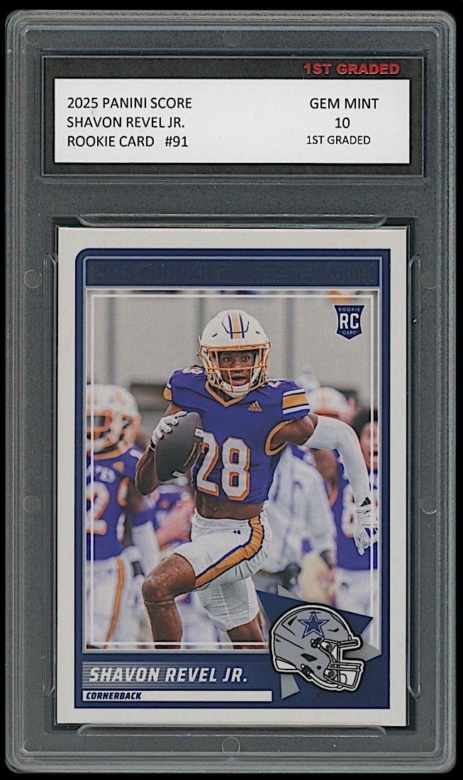 Shavon Revel Jr. 2025 Panini Score #91 Dallas Cowboys Rookie Card 1st Graded 10