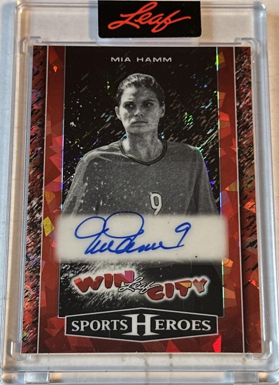 Mia Hamm 2025 Leaf Metal Sports Heroes Win City Red Auto #WC-MH1 2/3 USWNT