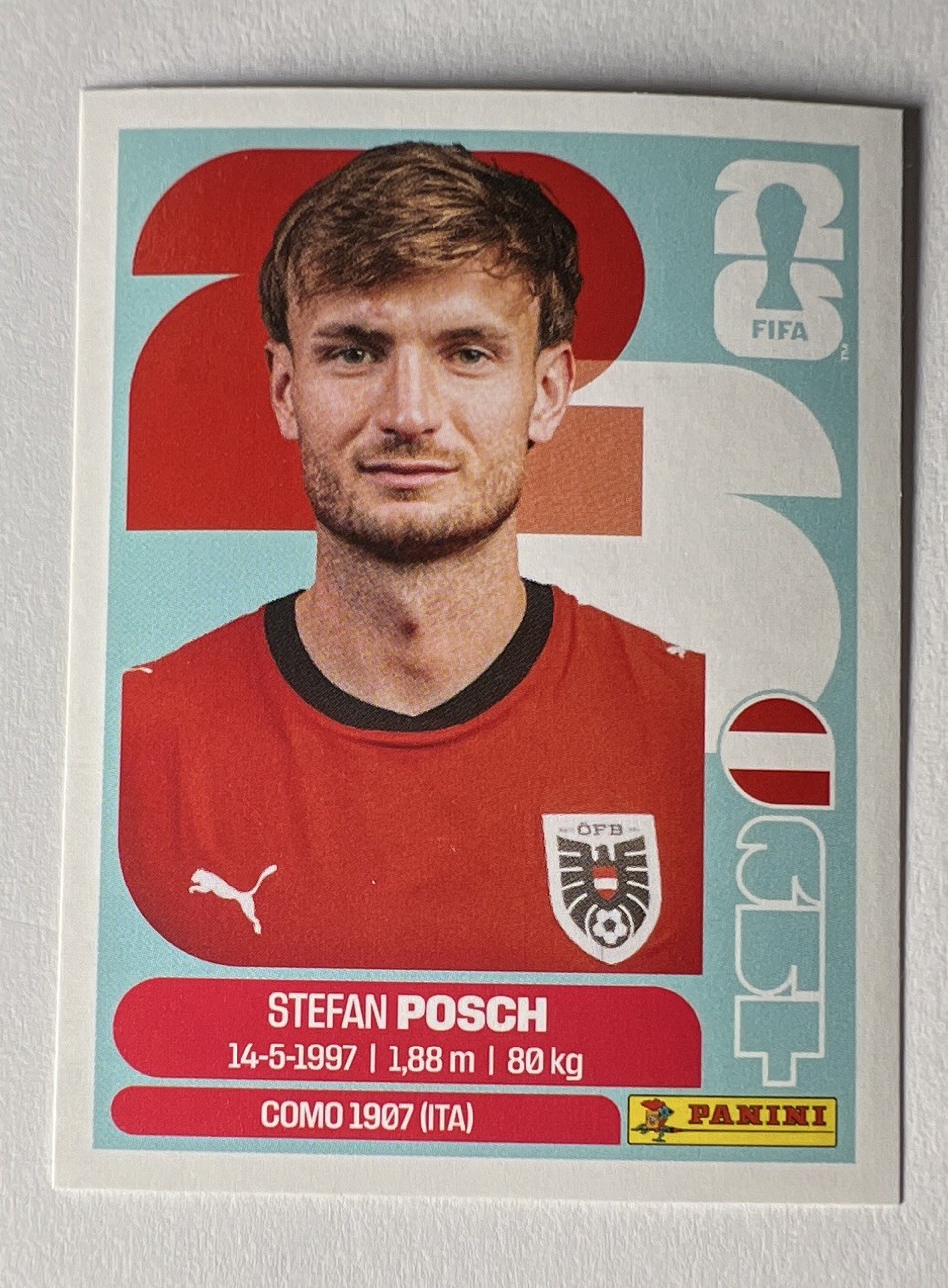 Panini FIFA World Cup 2026 Stefan Posch Austria AUT 7 Soccer Sticker Portrait