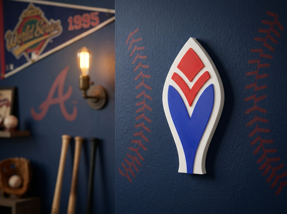 Atlanta Braves Vintage Feather Logo 3D Printed Wall Desk Shelf Decor Retro MLB