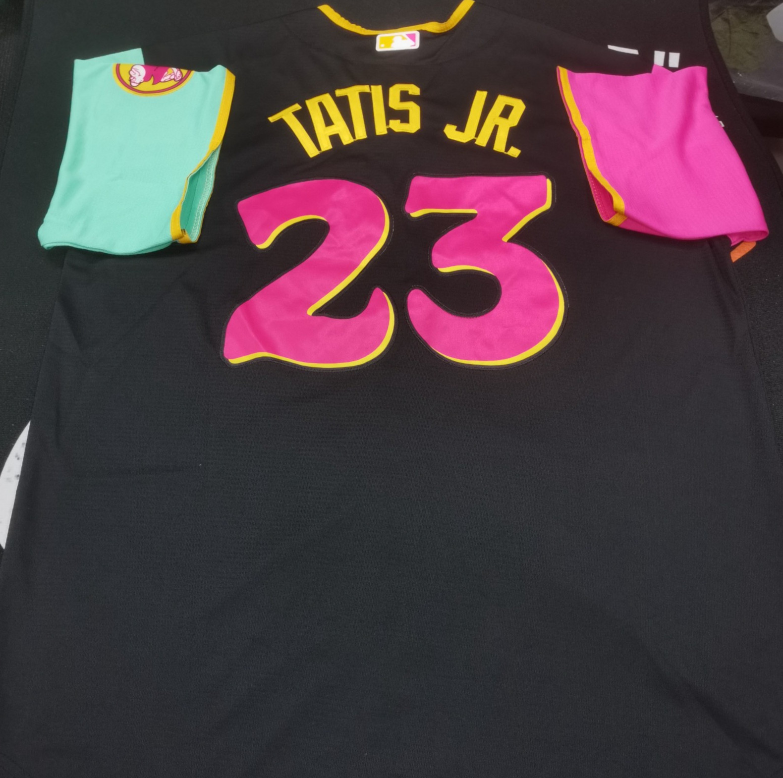 Fernando Tatis Jr. #23 Padres City Black Cool Base Sewn Stitched Jersey.