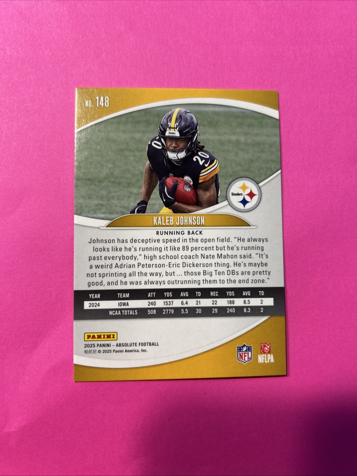 2025 Panini Absolute Kaleb Johnson #148 Blue Diamonds 364/425 RC Steelers NFL
