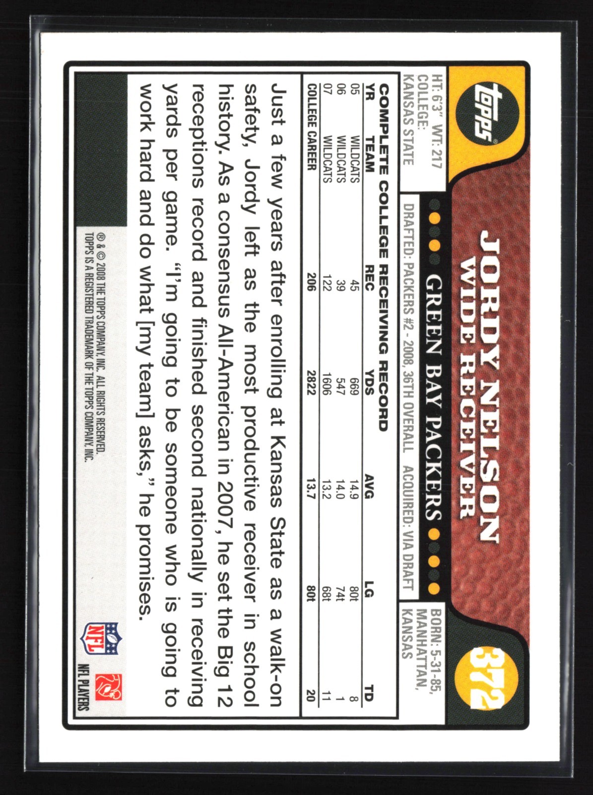 2008 Topps – Jordy Nelson RC #372